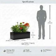 120cm Zinc Galvanised Polished Black Trough Planter